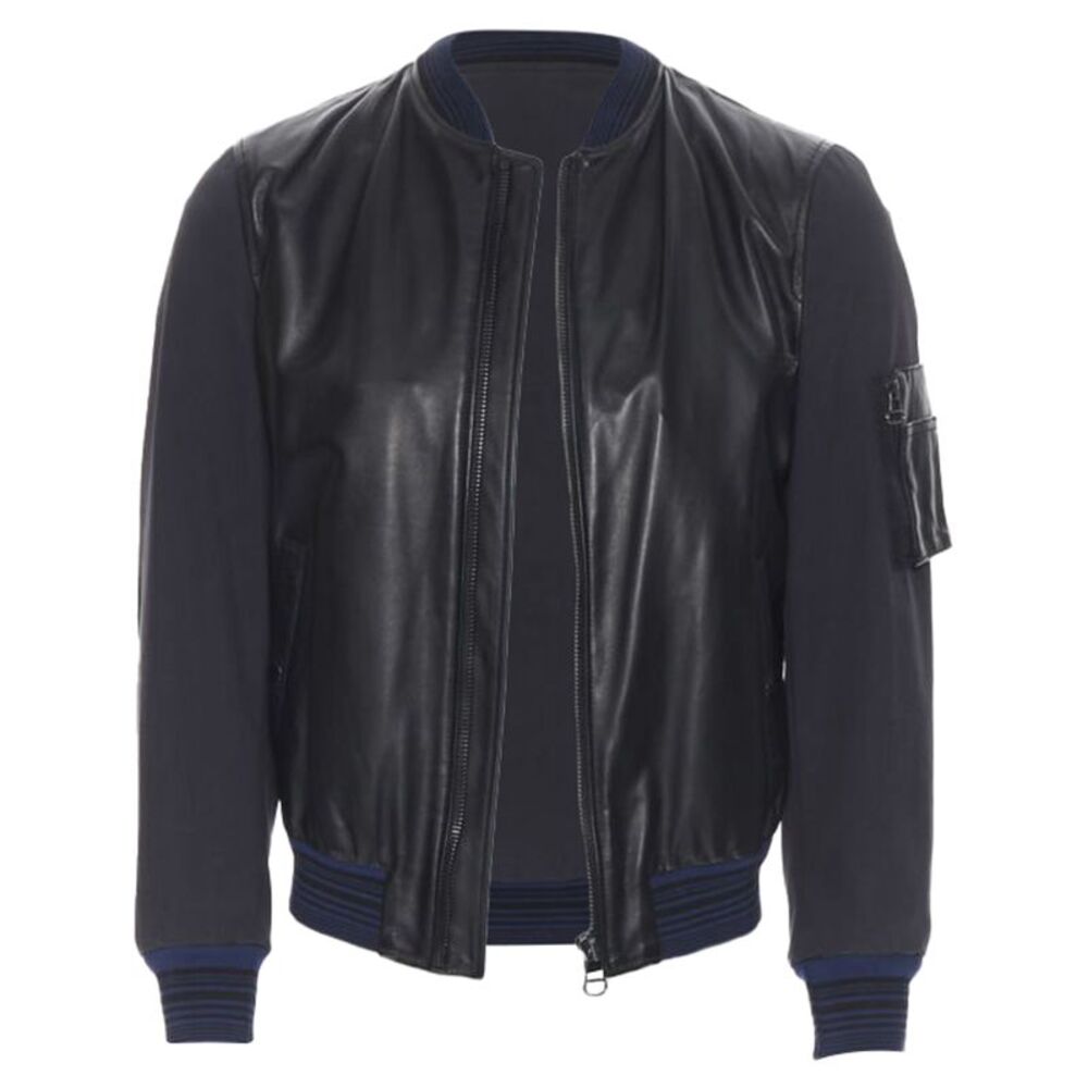 Lanvin Alber Elbaz leather front bomber jacket